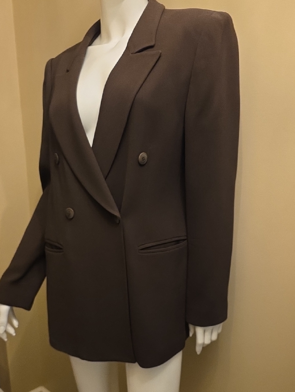 Womens Suit--Jones New York Brown Double-Breasted Blazer And Pants